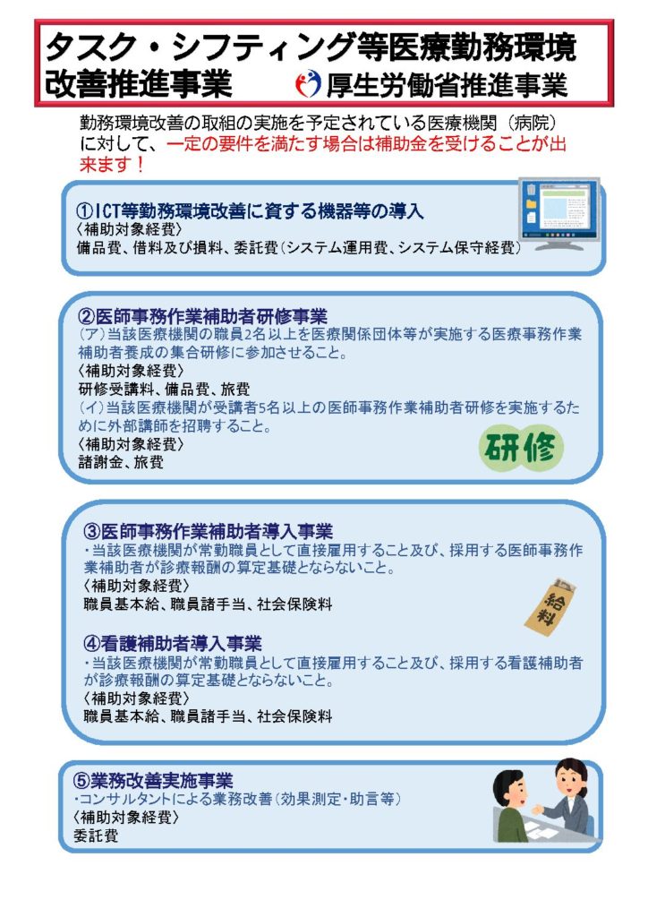 タスクシフティング等医療勤務改善推進事業